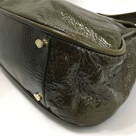 Escada crossbody olive green distressed leather - Picture 5 of 8